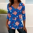 thumbnail image 2 of 4th of July Outfits for Women American Flag V Neck Shirt 3/4 Sleeve Casual Tops Usa 250th Anniversary Shirt Holiday Tunic Tops, 2 of 7