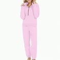 thumbnail image 2 of Towmus Womens 2 Piece Outfits Long Sleeve Half Zip Sweatsuits with Pockets Pullover Lounge Set, Pink, 5XL, 2 of 5