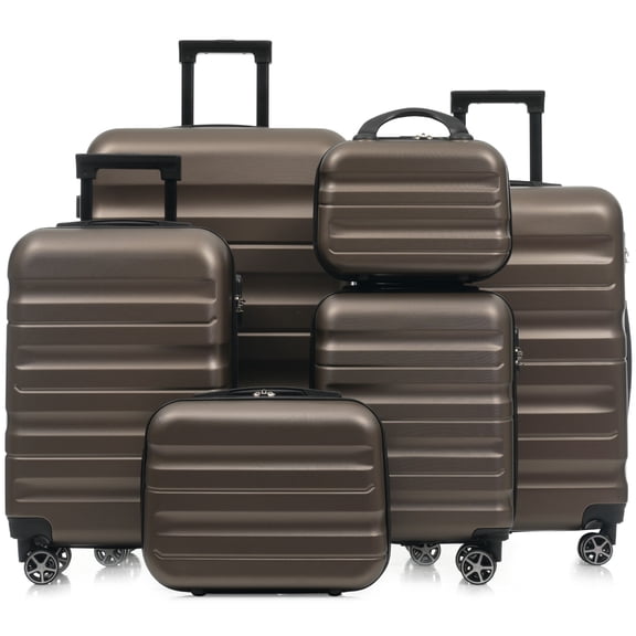 6-Piece ABS Hardshell Luggage Set - Lightweight & Durable Suitcases with Dual Spinner Wheels, Carry-On & Check-In Sizes for Travel & Business