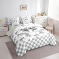 thumbnail image 3 of jejeloiu Gray Cartoon Bow 7pcs Bedding Comforter Set,Kawaii Bowknot Queen Bedding Sets For Girl Reversible, 3 of 8