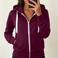 thumbnail image 5 of Ihhxva Plus Size Women's Sherpa Zip up Hoodie Slim Hooded Zip-Up Sweatshirt with Pockets Cozy -Lined Casual Winter Jacket Trendy Streetwear S-2XL, 5 of 6