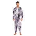thumbnail image 3 of 1 Piece Adult Onesie Pajamas Cozy & Loose-Fit Sleepsuit Loungewear with Pockets Light Purple and Black Floral Large, 3 of 7