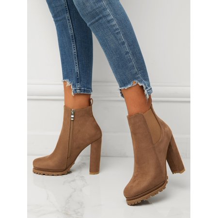 

Zipper Side Platform Chunky Heeled Chelsea Boots Women‘s Footwear