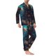 thumbnail image 2 of Balery Starry Sky Moon Wolf Leader Pijama para Hombre de Dos Piezas con Manga Larga, Conjunto de Dormir y Descanso Suave con Bolsillos-Large, 2 of 7