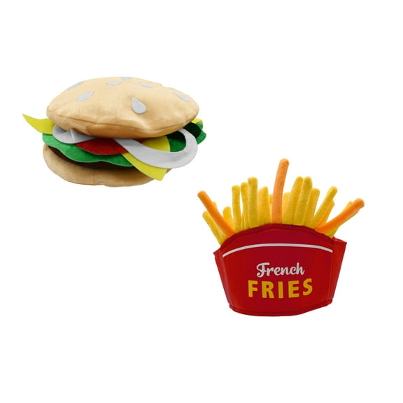 Nicky Bigs Novelties Oversized Cheeseburger and Fries Hat Set Food Vendor Funny Costume Accessory