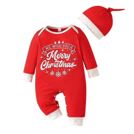 

Toddler Baby Girl Jumpsuit Winter Christmas Long Sleeve Fashion Cute Print Outwear with Hat Unisex Baby Boy Girl Clothes