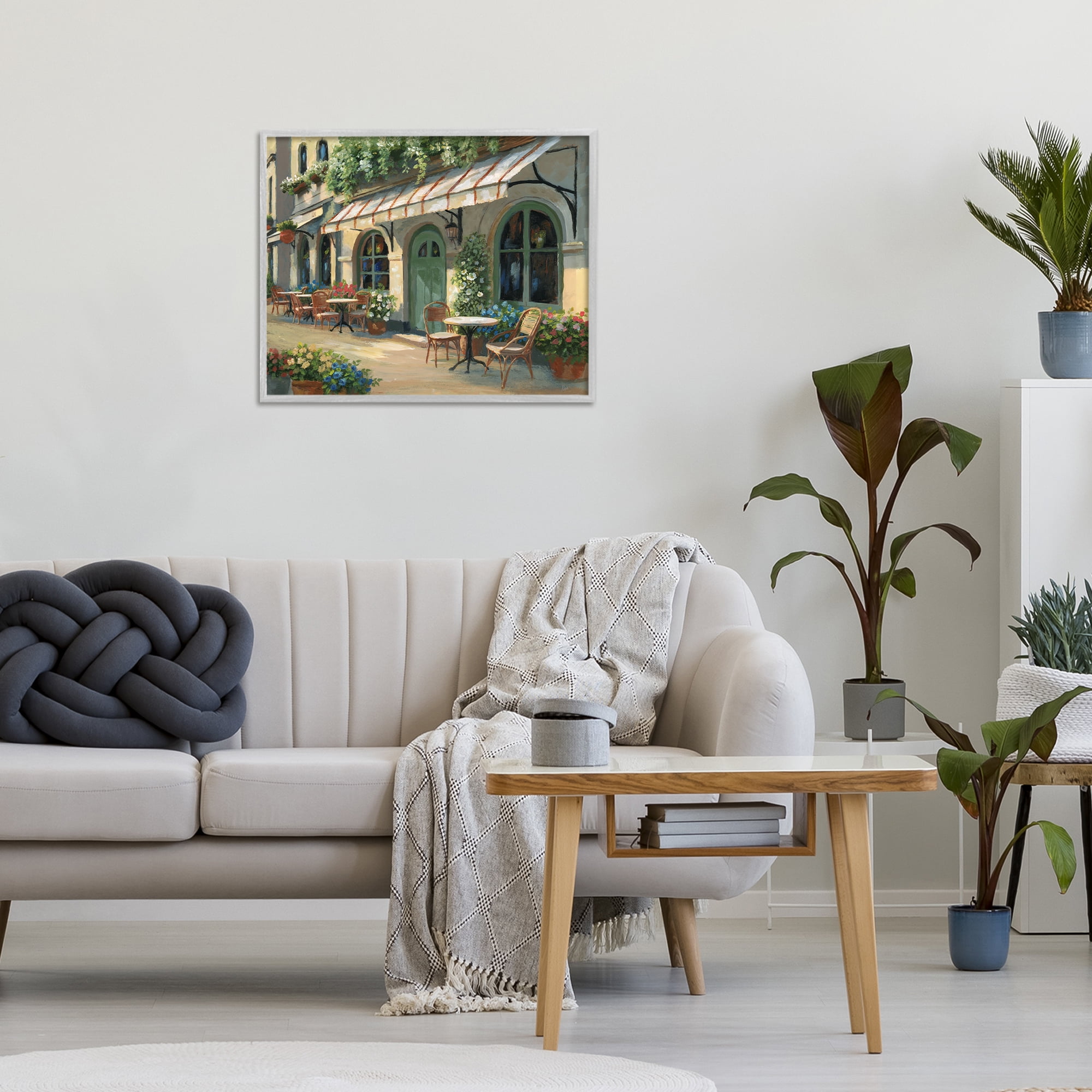 Stupell Industries Cozy Cafe Sunlit Patio Gray Framed Giclee Art, design by Nan