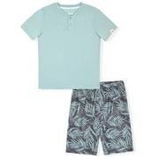 Sleep On It Boys 2-Piece Short-Sleeve Jersey Pajama Shorts Set - Paradise , 12-14