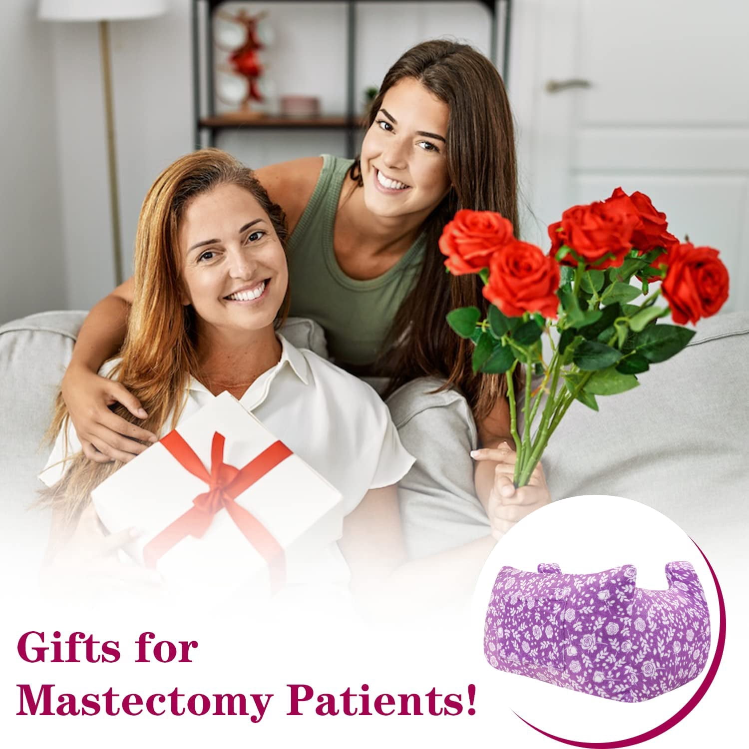 Mastectomy Pillow Plus Size Breast Cancer Gifts for Women After Surgery Healing Pink Pockets Mastectomy Pillow Recovery with Breast Ice Packs Lumpectomy Pillow After Heart Surgery Pillow