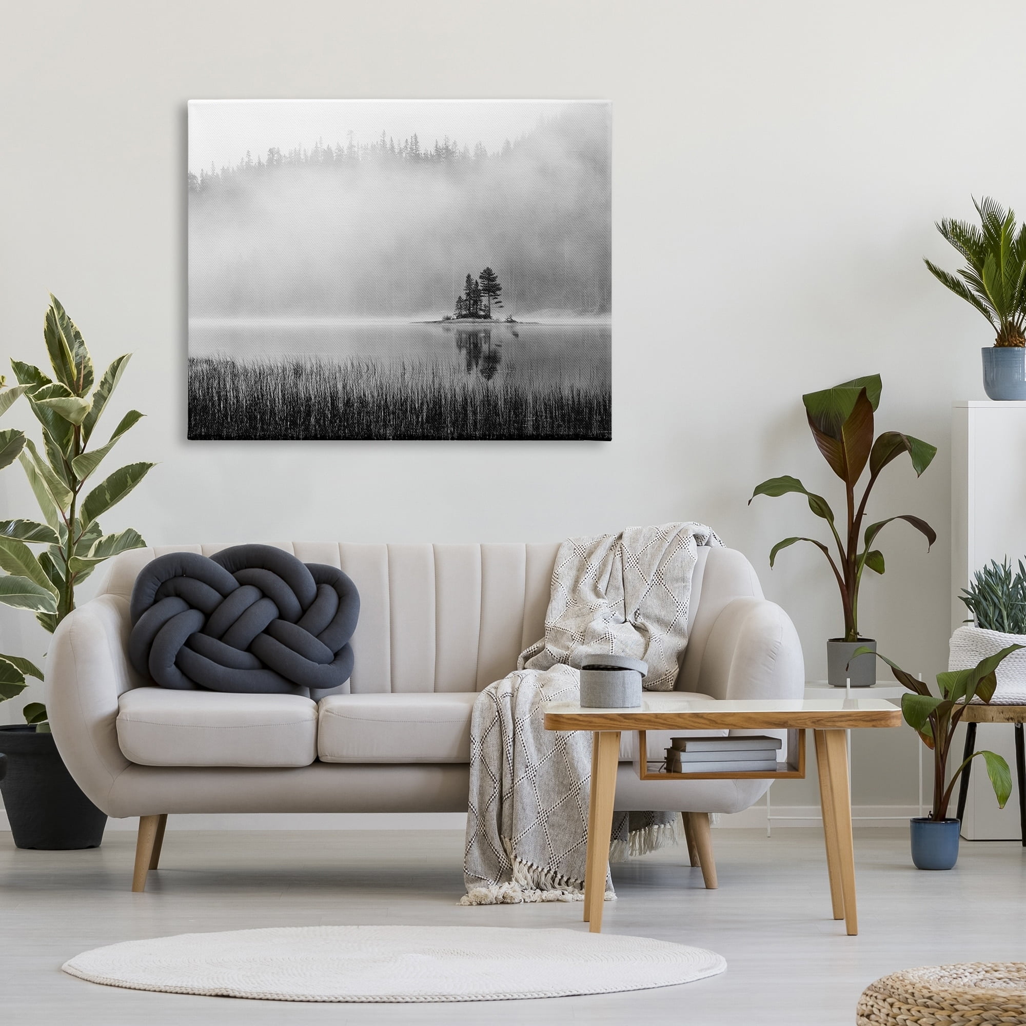 Stupell Foggy Lake Landscape Trees Landscape Photography Gallery Wrapped Canvas Print Wall Art