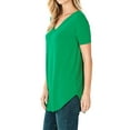 thumbnail image 3 of Zenana Women & Plus Short Sleeve V Neck Relaxed Fit Casual Round Hem Tee Shirt Top, 3 of 3