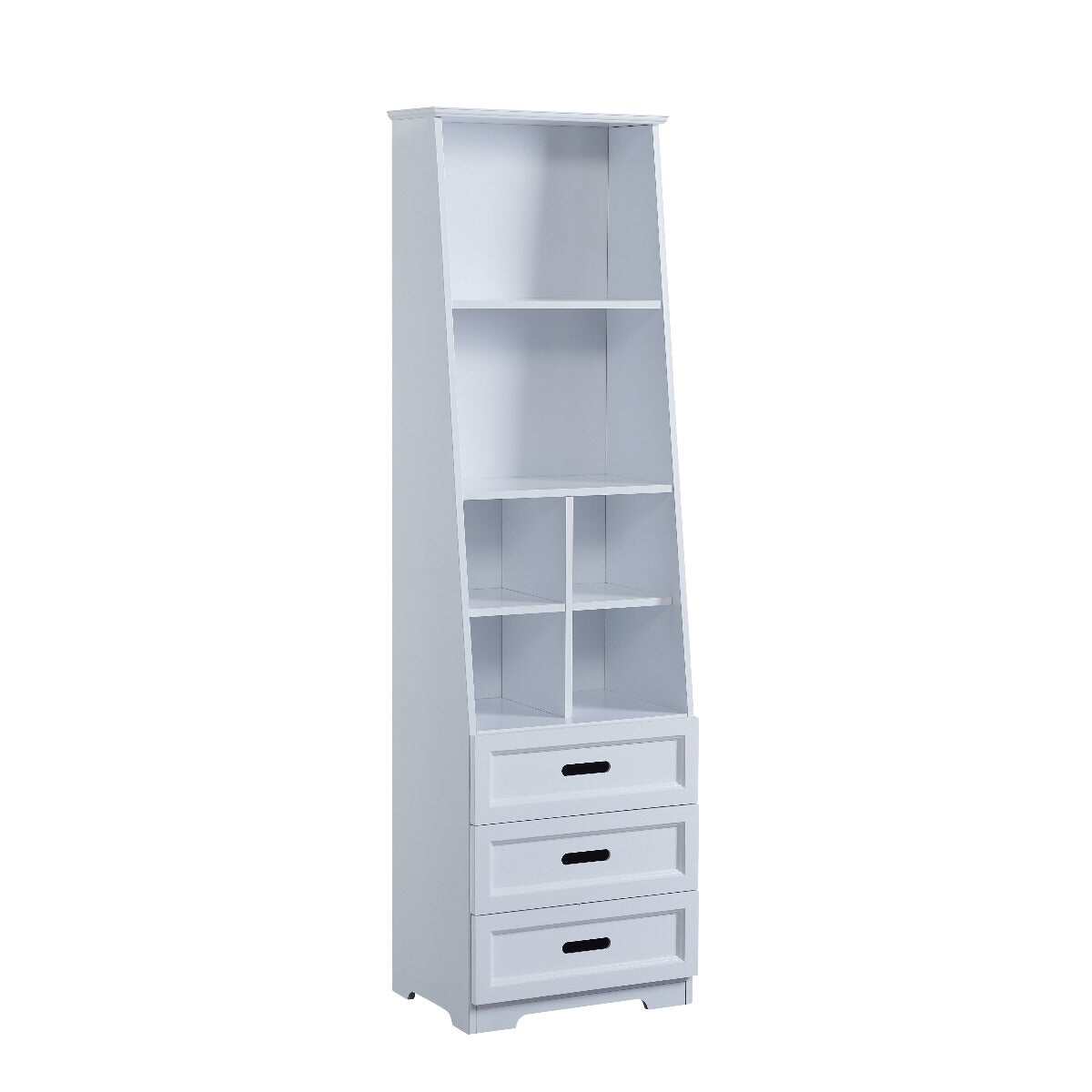 Kids Furniture Kids Funnel White Bookcase Book Shelf Storage Unit with Book Display/Organizer Drawers - Classic White Color,Baby Furniture
