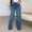 Dark Blue wide leg ripped jeans a1, variant on Cagogo Women's Wide Leg High Waisted Jeans Ripped Casual Loose Long Pants Travel Lounge Trousers Streetwear Denim, Dark Blue L
