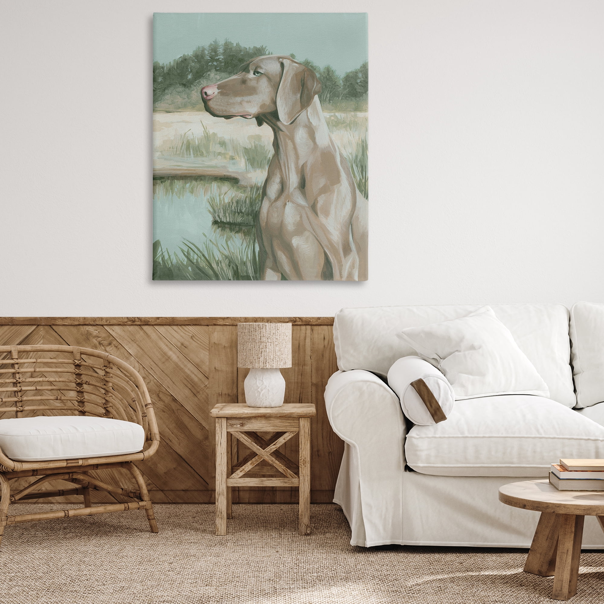 Stupell Industries Stoic Labrador Landscape Animals & Insects Painting Gallery Wrapped Canvas Art Print Wall Art, 36 x 48