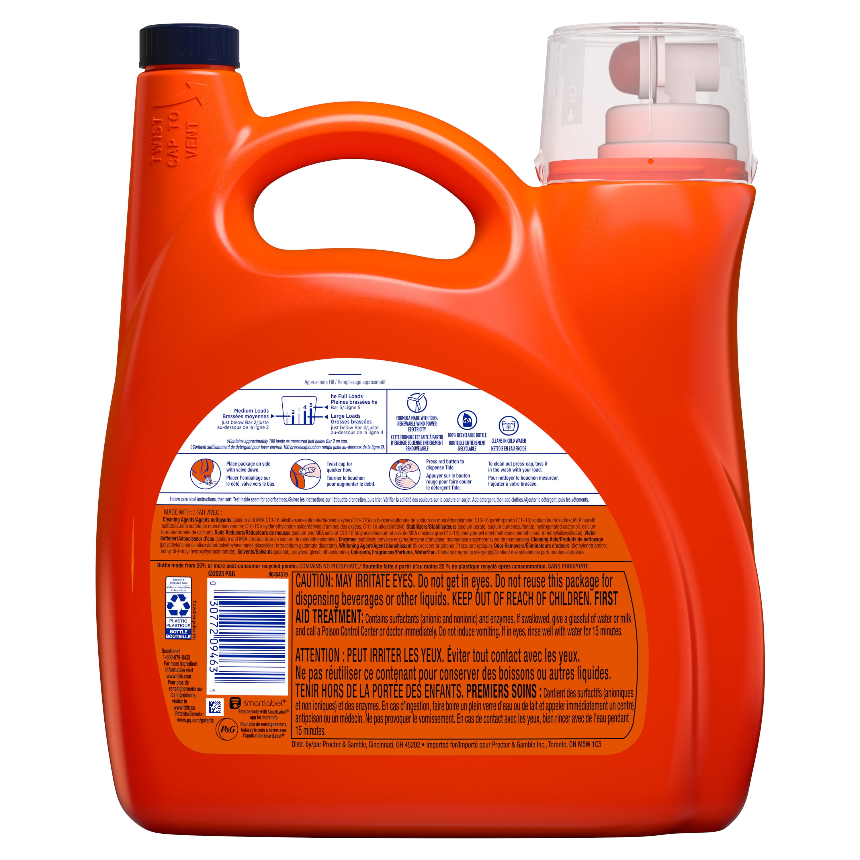 Tide Liquid Laundry Detergent, Clean Breeze, 100 loads, 146 oz