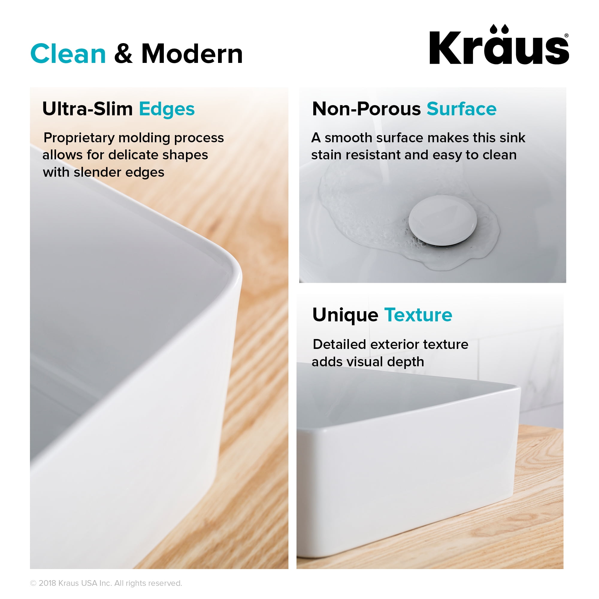 KRAUS Viva Square White Porcelain Ceramic Vessel Bathroom Sink, 15 5/8 in. L x 15 5/8 in. W x 5 1/8 in. H