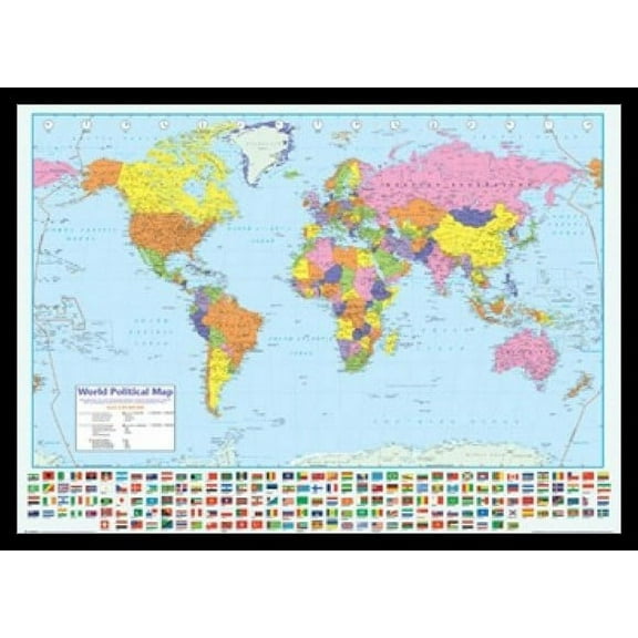 World Map New Edition Laminated & Framed Poster (36 x 25)