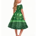 thumbnail image 5 of Girls Fancy Dress Short Sleeves Crew Neck A-Line Dress St Patricks Day Retro Vintage Green Swing Dress Four Leaf Clover Pattern Costume Dancing Dress Navy 12-13 Years, 5 of 6