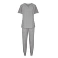 thumbnail image 5 of uublik Two Piece Outfits Women Nurse Uniform Jogger Suit Stretch Top & Pants with Multi Pocket for Nurse Esthetician Workwear Gray, 5 of 5