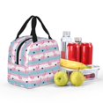 thumbnail image 4 of KLL Flamingo1 Print Insulated Lunch Bag Women, Reusable Cute Tote Lunch Box for Adult & Men, Leakproof Cooler Lunch Bags for Work Office Travel Picnic, 4 of 5