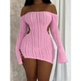 thumbnail image 2 of Women's Backless Bodycon Mini Dress – Long Sleeve Crew Neck Party Outfit with Side Slit, 2 of 6