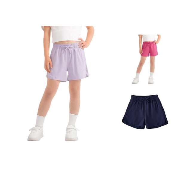 Vrotazzy Girls Summer Ice Silk Shorts for Kids - Lightweight Casual Bottoms with Elastic Waist and Bow Detail for Everyday Play and School,Size 6-7 Years