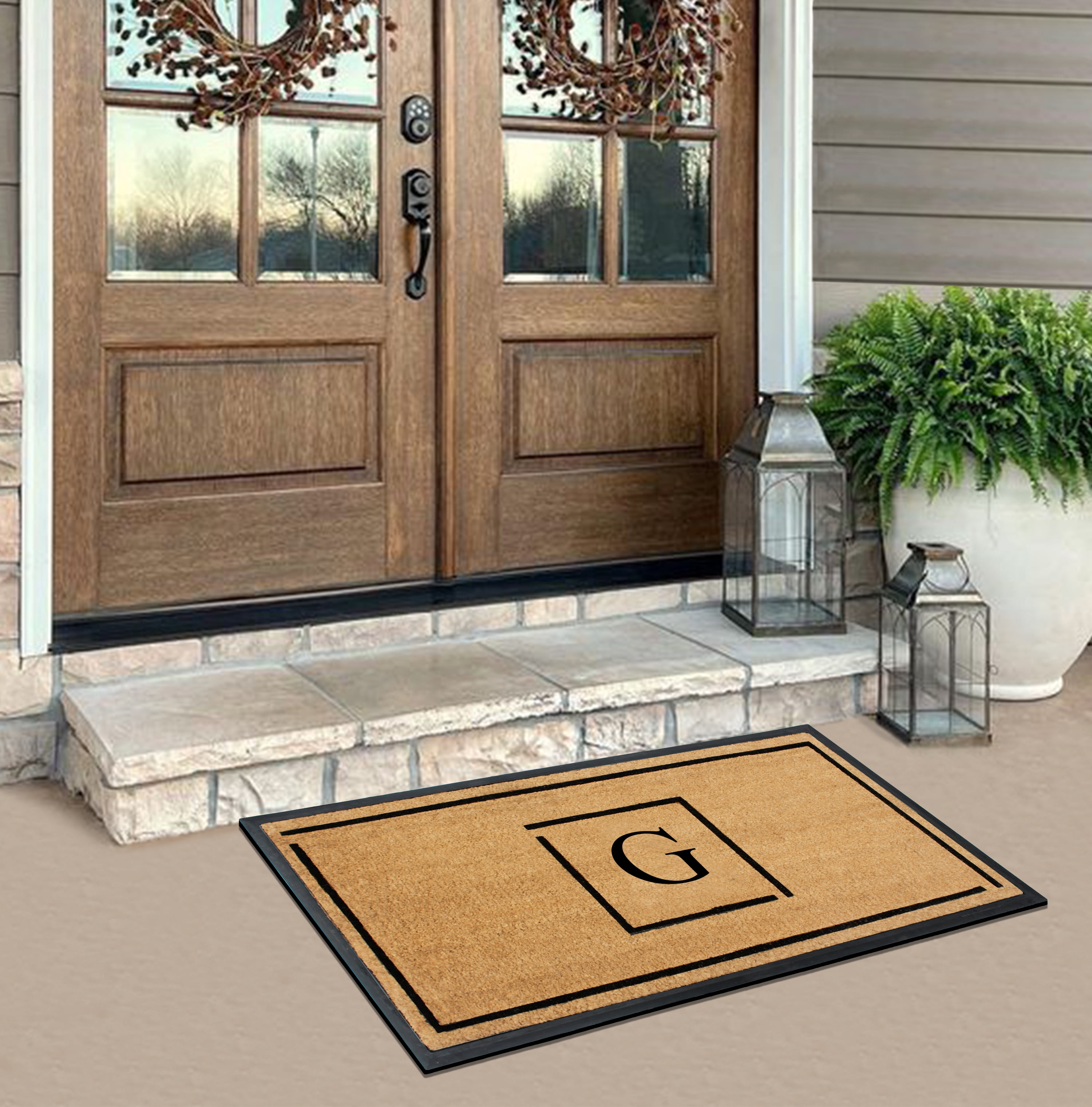 A1 Home Collections Hand-Crafted Rubber Coir Doormat Double/Single Door Mat for Outdoor 24x48 inch