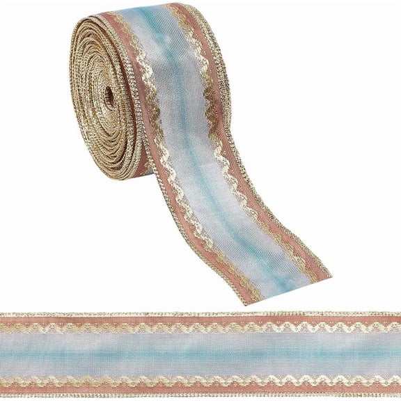 10.9 Yards Fall Wired Edge Ribbon 1-5/8 inch Wide Thanksgiving Autumn Harvest Polyester Boho Craft Lace Ribbon for Farmhouse Wreath Making Gift Wrapping Home Party Decor Colorful
