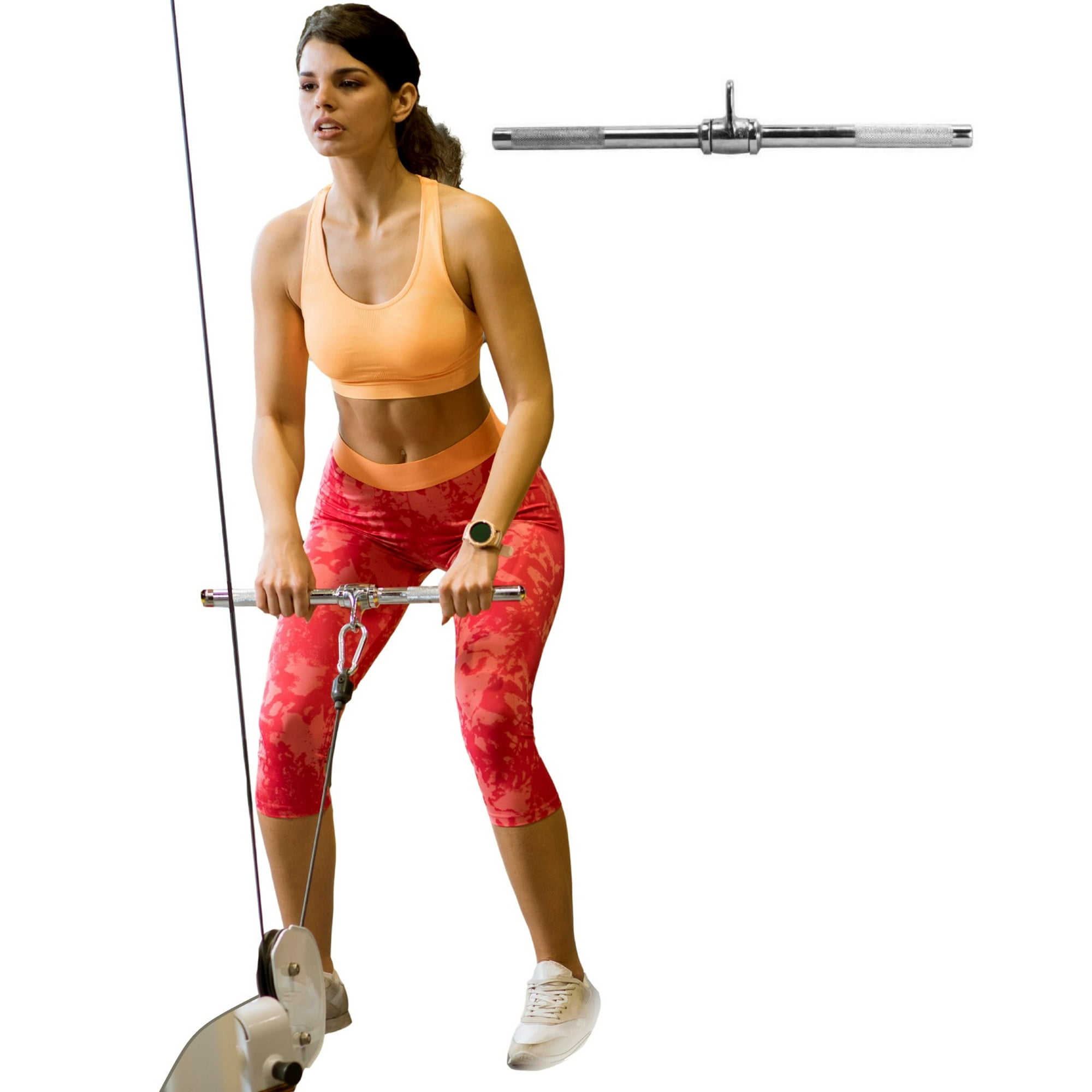 X Factor Rotating 18 Straight Bar Pull Down Cable Machine Attachments Bar Weight Lifting Bar Cable LAT Pulldown Attachments Press Down Bar Walmart