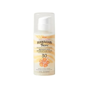 Hawaiian Tropic Weightless Hydration Lotion Sunscreen for Face SPF 30, 1.7oz | Travel Size Sunscreen, Oil Free Face Sunscreen, Hawaiian Tropic Sunscreen SPF 30, Sunblock Face, Mini Sunscreen, 1.7oz