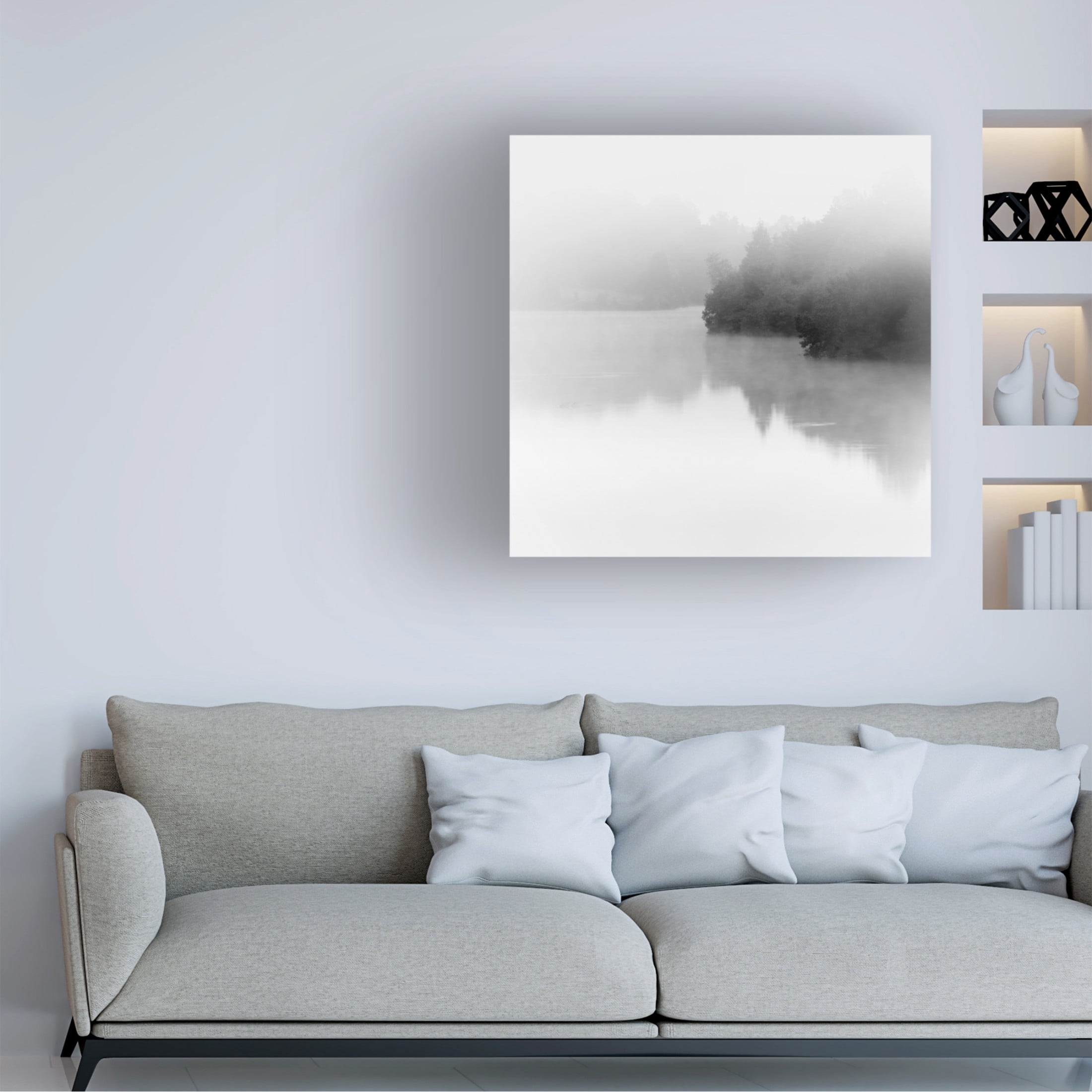 Canvas Wall Art - Nicholas Bell 'Tranquil Lake' Wall Art for Living Room, Bedroom, or Office Décor by Trademark Fine Art - 18 x 18 Inches