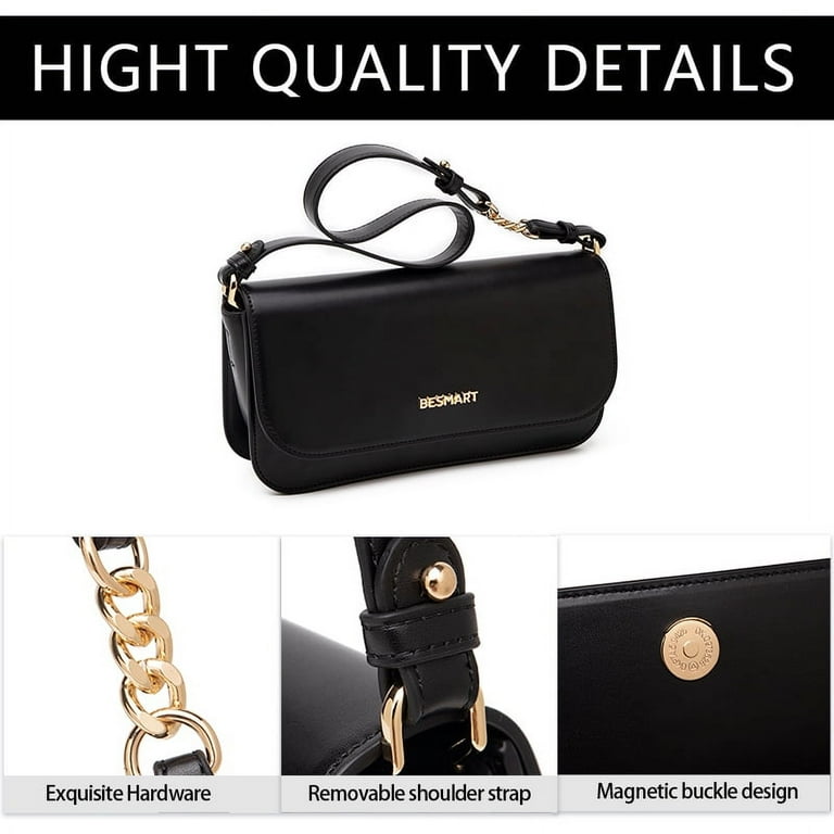 BE SMART Shoulder Bag for Women Retro Handbag PU Leather Classic Handbags with Magnetic Snap Closure