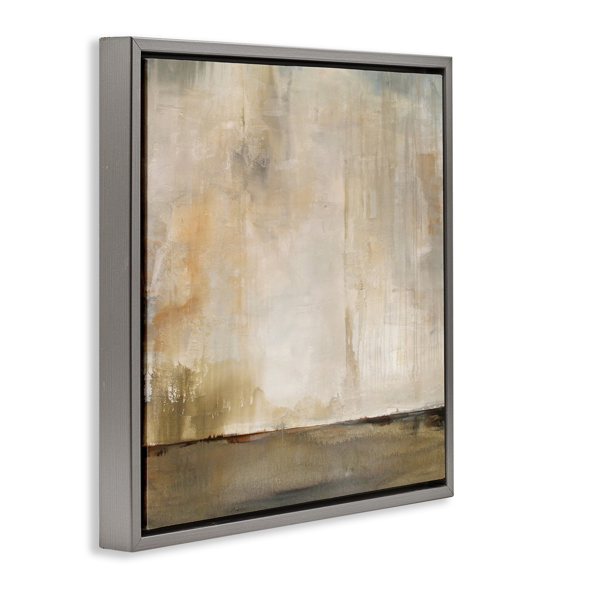 Stupell Industries Abstract Brushed Rustic Abstract Painting Gray Floater Framed Canvas Art Print Wall Art, 25 x 25