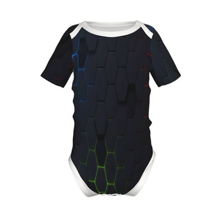 

Lukts Modern Hexagonal Neon Grid Print Baby Short Sleeve Romper Onesie for Newborn Baby Boys and Girls-6 Months