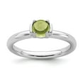thumbnail image 1 of Solid 925 Sterling Silver Stackable Peridot Green August Gemstone Ring Eternity Band Size 9, 1 of 6