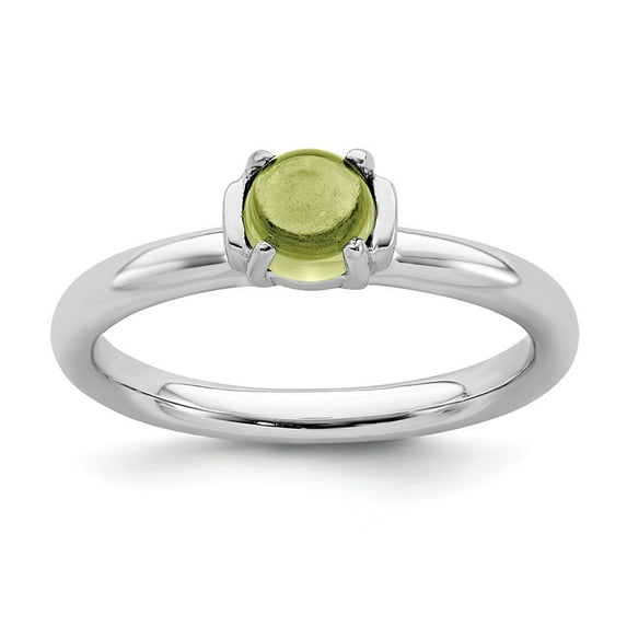Solid 925 Sterling Silver Stackable Peridot Green August Gemstone Ring Eternity Band Size 9