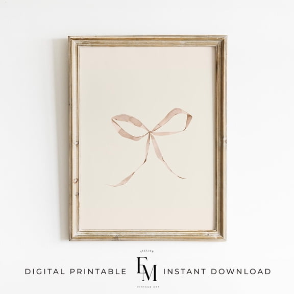 Pink Bow Print Pastel Bow Nursery Decor Pink Girly Art Rose Nursery Wall Art Baby Girl Nursery Decor Coquette Decor Pink Aesthetic Print Home Decor #2442, Unframed Poster Size 8x12