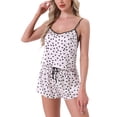 thumbnail image 2 of INSPIRE CHIC Women's Satin Pajamas Set Sleepwear Nightwear Cami Tops with Shorts Loungewear M Pink-Black, 2 of 5