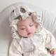 thumbnail image 2 of Gorro de princesa para bebé con estilo, gorro de neumático para primavera y otoño, gorro con borde de flor de estilo coreano, gorro con protección para los oídos para recién nacido, transpirable, 2 of 5