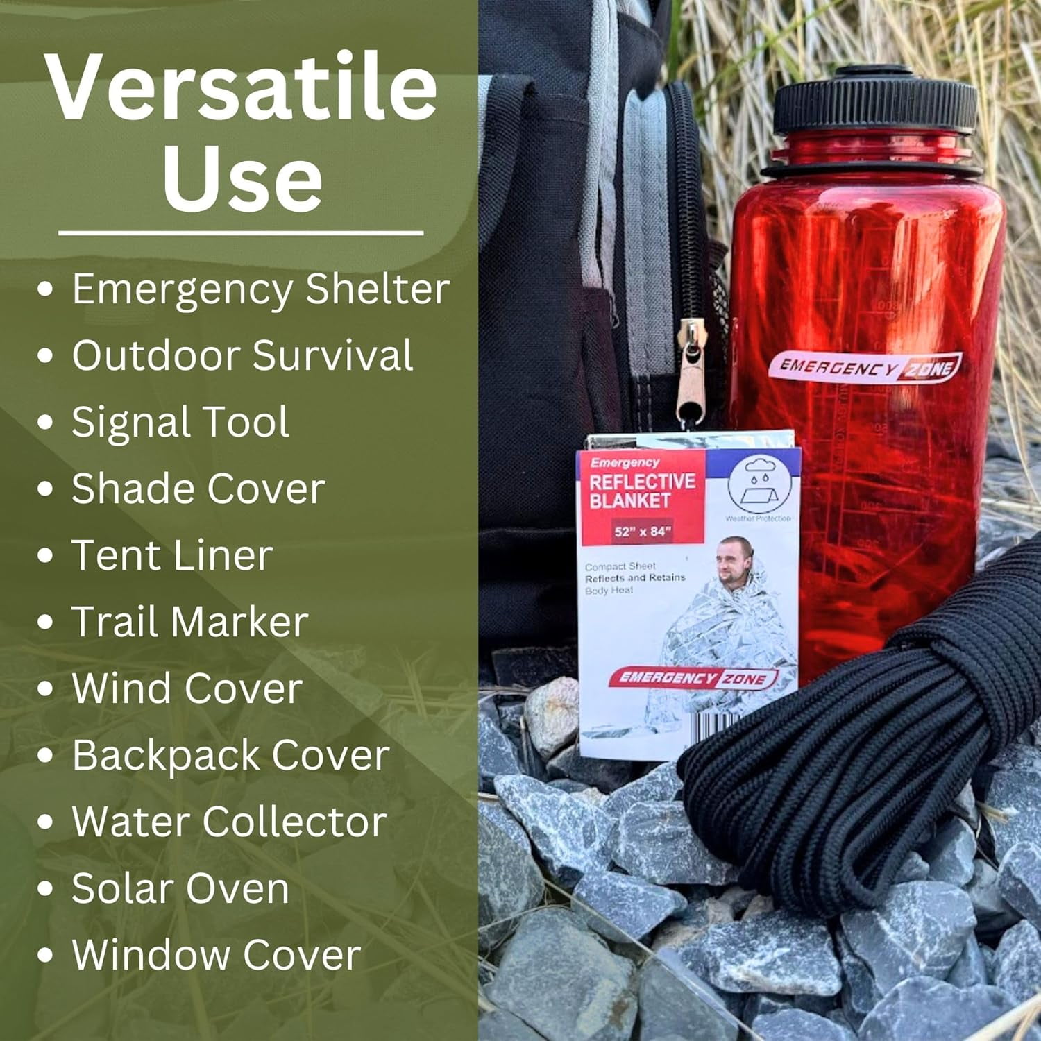 [50 Pack] Thermal Reflective Emergency Blanket 52”x84” | Emergency Mylar Blankets | Survival Blanket for Survival Supplies | Camping, Hiking, or Emergencies