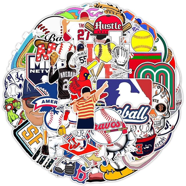 50 Baseball Notebooks, Luggage Cases, Skateboards, Cars, Water Cups, Graffiti Decoration Stickers, Waterproof Creative Stationery Stickers