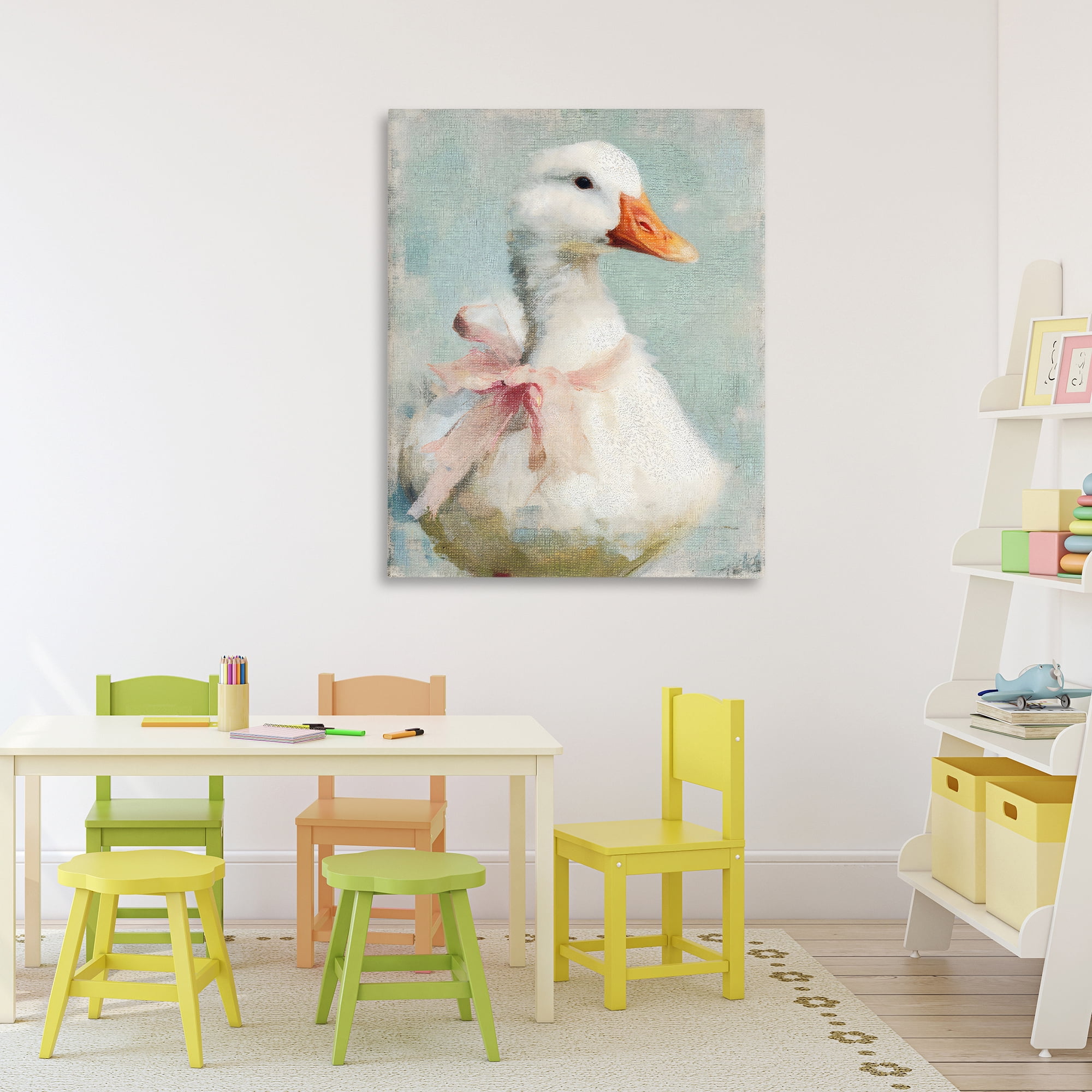 Stupell Industries Soft Pink Bow Goose Canvas Wall Art, design by LSR Design Studio