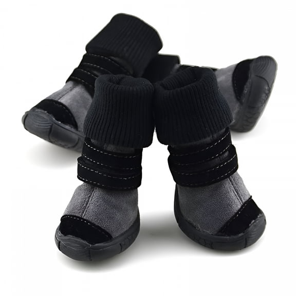 TELOLY Waterproof Pet Dog Boots, Anti-Slip Waterproof Winter Warm Pu Dog Shoes, Suitable for Small Medium Large Dog