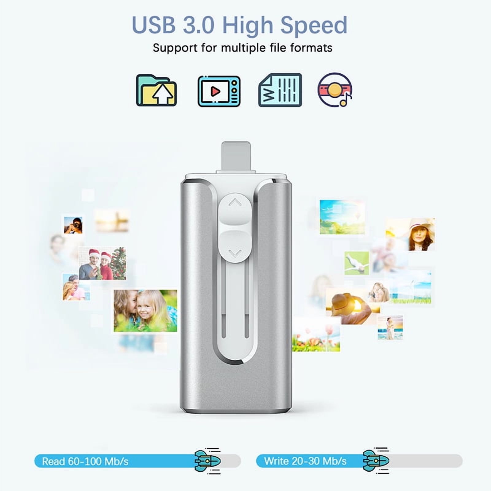 256GB USB 3.0 Flash Drive TOPESEL 3-In-1 Metal USB External Storage Thumb Drive OTG Android Phone and Computer