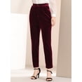 thumbnail image 3 of Pantalón de Terciopelo de Pierna Ancha Elástica con Bolsillos y Cintura Alta para Mujer Allegra K Rojo S, 3 of 6