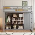 thumbnail image 2 of Twin Wood Loft Bed w/ Storage, Gray &amp; Pink, 78"x42", Bedroom Furniture. Wardrobe, Shelves, Cabinet, Reversible Ladder, for Small Spaces., 2 of 19