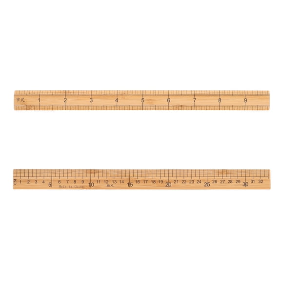 PAMINGONO 2Pcs Khaki Wood Rulers Sewing Guide Tools with Precise Double Sided Scale for Fabric and Patchwork