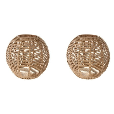 

2X Home Lighting Rattan Lamp Cover Handmade Woven Chandelier Retro Lampshade Homestay Lampshade Decorative Chandelier