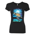 thumbnail image 2 of Swimming Sea Turtle Animal Lover Womens Slim Fit Junior Tee, Black, Small, 2 of 3