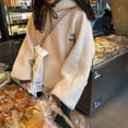 thumbnail image 2 of Sudadera con capucha de cuello alto con patchwork de Rimocy para mujer, sudaderas con capucha de lana de cordero 2022, suéteres holgados de otoño e invierno para mujer, 2 of 6